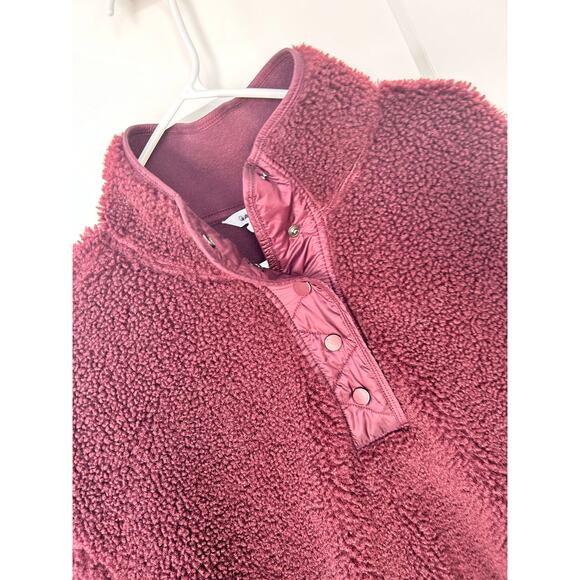 Athleta Women's Cozy Sherpa Sweatshirt Burgundy Size Large - Picture 2 of 11